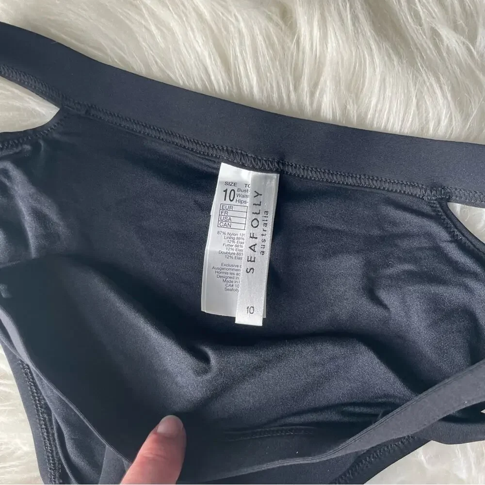 Black Strappy Bikini Bottoms NWOT Size 6 by Seafolly